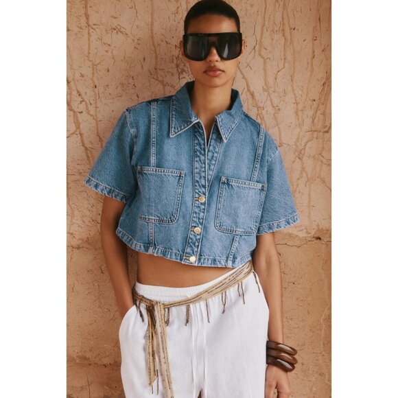 ZARA Z1975 SHORT DENIM SHIRT - Picture 1 of 7